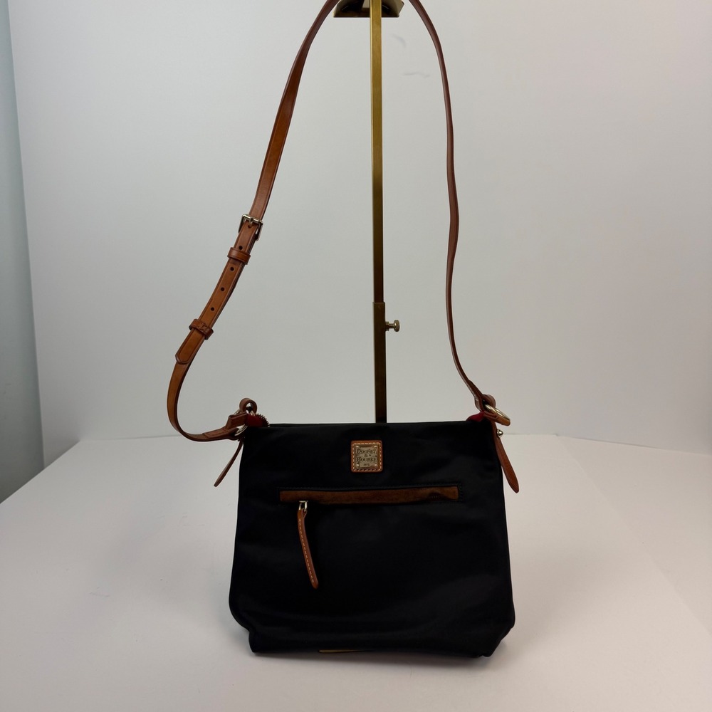 Dooney & Bourke Black Nylon Suede Leather Trim Crossbody Bag Small Purse